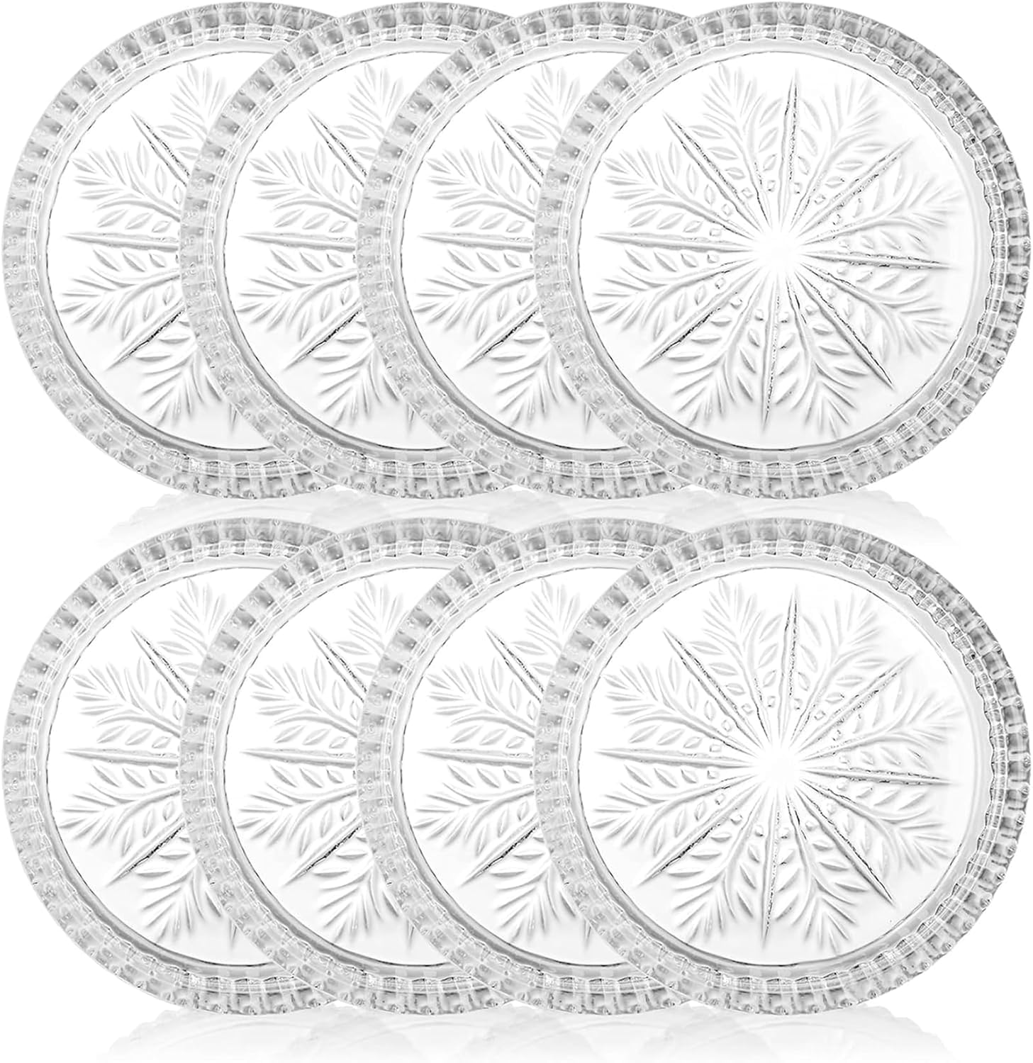 Ragyula (Set Of 6) Round Glass Drink Coasters, Crystal Coasters Decorative Glass Plates Clear Glass Coasters For Mugs, Cups, Din